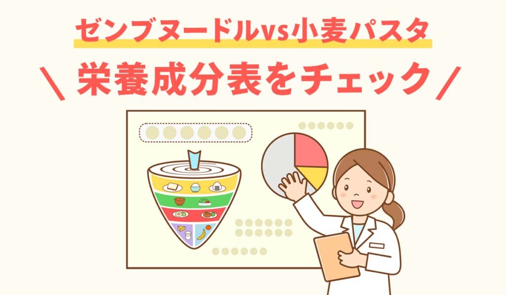 ゼンブヌードルと小麦パスタの栄養成分を比較